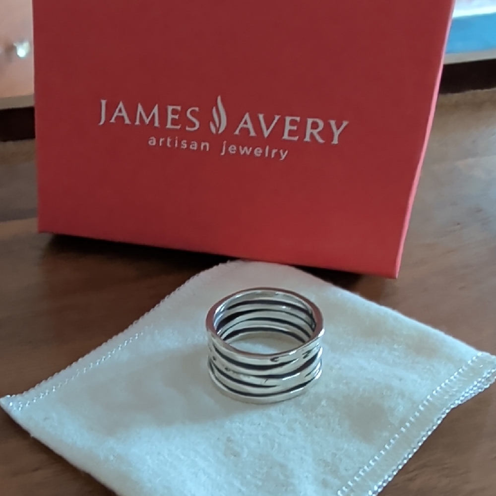 James Avery Retired Stacked Hammer Ring Sz 7.5